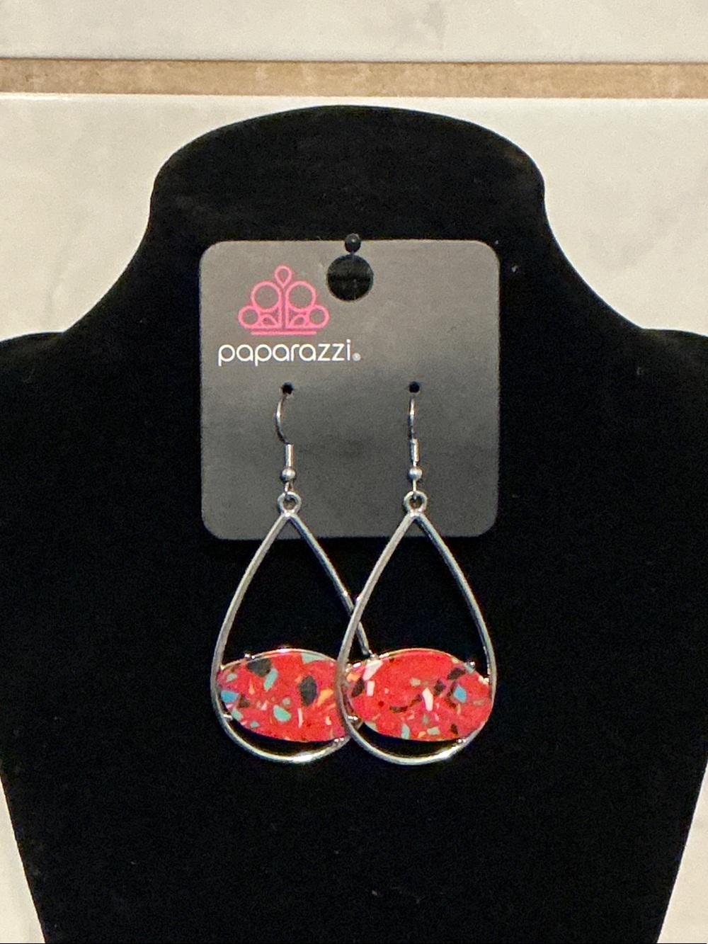 Paparazzi Red Teardrop Flake Dangle Earrings